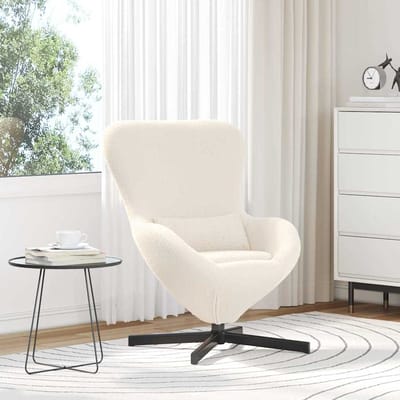 vidaXL - Eivormige - stoel - Crème - 63 - x - 73 - x - 90 - cm - Stof