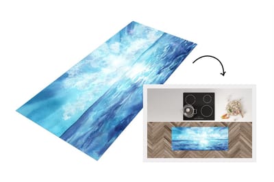 Keukenloper - Loper keuken - Zee - Zon - Wolken - 120x50 cm - Keukenloper vinyl