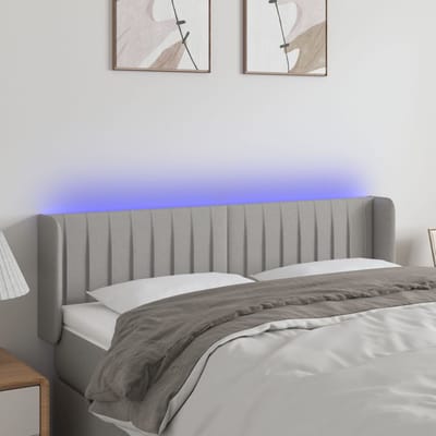 vidaXL - Hoofdbord - LED - 147x16x78/88 - cm - stof - lichtgrijs