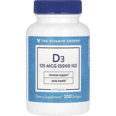 The Vitamin Shoppe, Vitamine D3, 25mcg (1.000IE), 200 softgels