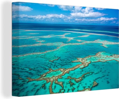 Great Barrier Reef foto afdruk Canvas 90x60 cm - Foto print op Canvas schilderij (Wanddecoratie woonkamer / slaapkamer)
