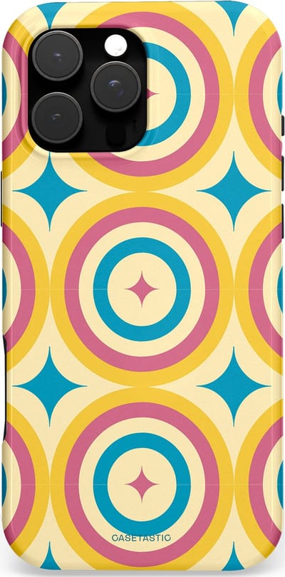 Casetastic Hoesje Geschikt voor Apple iPhone 16 Pro Max Magsafe - Stijlvolle Beschermende Duo-layer Case - Swinging Retro Boogie Circles