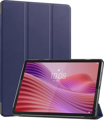 Hoes - Geschikt voor Lenovo Tab 10.1 inch - Dun & Stevig - Trifold Bookcase - Hard Cover - Hardcover Book Case - Tablet Hoesje - Donkerblauw