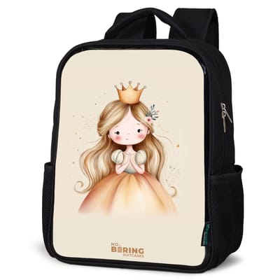 NoBoringSuitcases.com® - Rugzak zwart - Schooltas jongen & meisje - Prinses in gouden tinten - Rugtas voor school - Boekentas kind - Schoolrugzak - Kinderrugzak