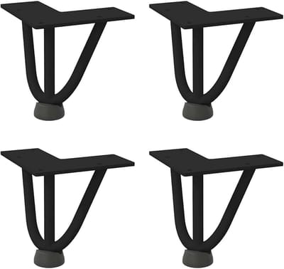 Set van 4 Tafelpoten Haarspeld Model voor Salontafel - 10 cm Hoog - Stevig Zwart Staal