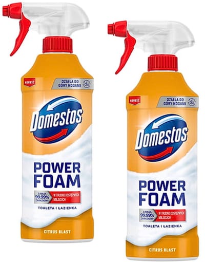 Domestos Power Foam Spray WC Reiniger Citrus Blast - Toiletreiniger - Schuimende Antikalk Spray met Frisse Citrusgeur - Badkamer Reiniger - 2 x 435 ml