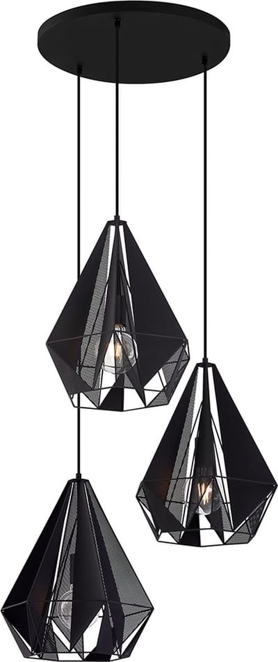 QAZQA carcass - Industriele Hanglamp - 3 lichts - Ø 45 cm - Zwart - Industrieel - Woonkamer | Slaapkamer | Keuken