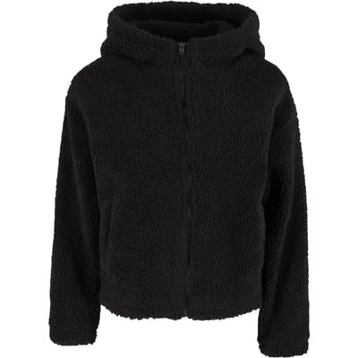 Urban Classics Ladies Short Hooded Sherpa Jacket Tussenseizoensjas zwart L