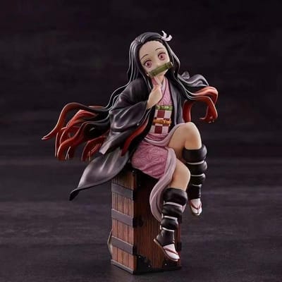 15CM Demon Slayer Kamado Nezuko Zittende Figuur PVC Figuur Speelgoed Cadeau Verzameling Doos Decoratie Bureau Set Ornament black