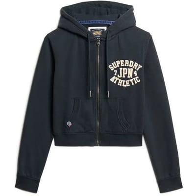 Korte en casual zip-up hoodie voor dames Superdry Athletic Essentials