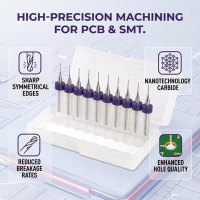 Dailygoods - 10-Delige Micro-Borenset voor PCB's van 0,1 mm tot 1,4 mm