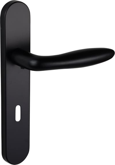 Lavuzo deurkruk Pratona Zwart met afgerond schild SL72 | Per set | Deurklink met schild