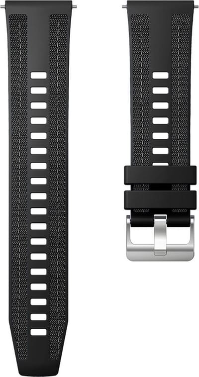 Hybride nylon-siliconen bandje - geschikt voor Polar Vantage M / M2 / V3 / Grit X (Pro) en Samsung Galaxy Watch 3 45mm / Galaxy Watch 46mm / Gear S3 Classic & Frontier - zwart