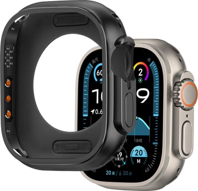Bandz metalen hoesje geschikt voor Apple Watch Ultra / Ultra 2 / Ultra 3 - 49mm case van hoogwaardig metalen materiaal - Robuuste bescherming (zwart)