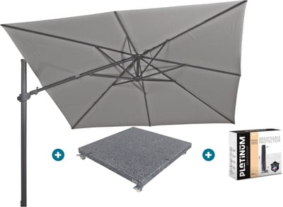 4-Seasons zweefparasol Siesta Premium 300 x 300 - Charcoal met voet en hoes