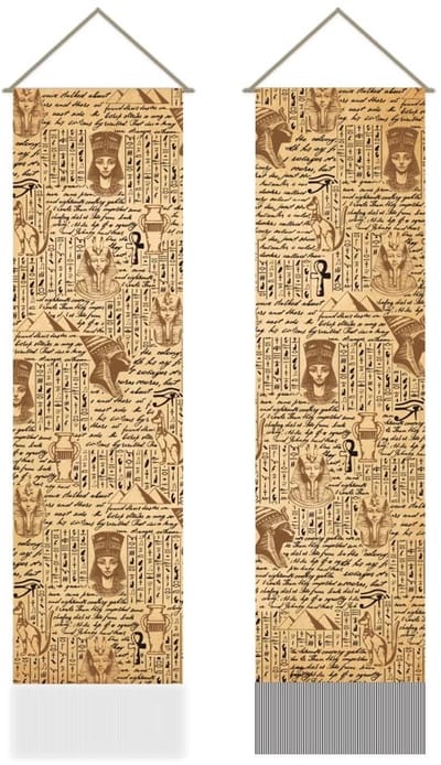 Dailygoods- Wandtapijt Oude Egypte - Hiërogliefen - Farao's - Wanddecoratie - 116 x 33 cm - Set van 2 - Muurtapijt