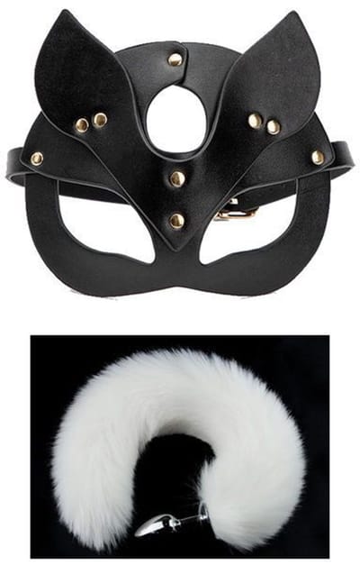 Oneay 2-delige vossenstaart anale plug set, dieren rollenspel sexy masker vossen kostuum set, anale speeltjes voor vrouwen, mannen en stellen.