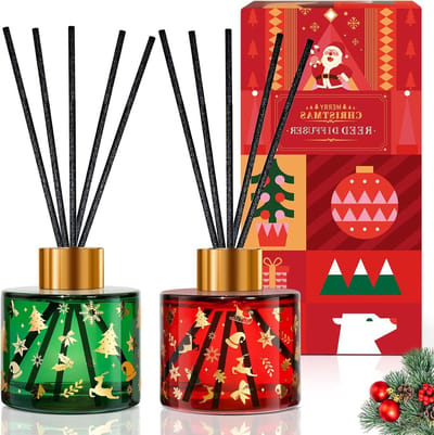 Kamergeur en Luchtverfrisser Set voor Kerstdecoratie, 2 x 100ml, Geurvaas voor Woonkamers en Badkamers, Perfect Cadeau voor de Feestdagen