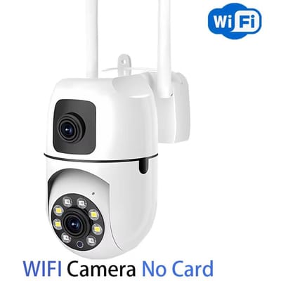 8MP Dual Lens IP Camera Dubbel Scherm WiFi Camera's PTZ Buiten Kleur Nacht Auto Tracking CCTV Beveiligingsbescherming Bewakingscamera WiFi Camera wit