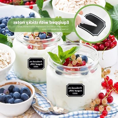 Set van 6 Havermeel Containers, 500ml Glazen Potten met Deksel, Ideaal voor Maaltijdprep, Kruidenglazen met Bamboedeksel, Luchtdicht met Labels en Pen