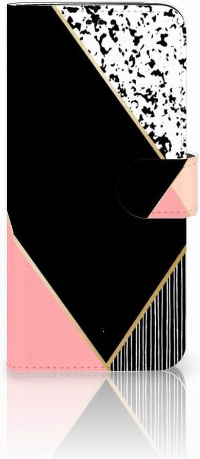 Samsung Galaxy S9 Plus Book Case Zwart Roze Vormen