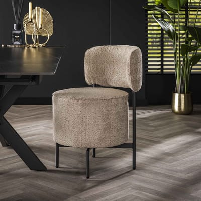 Set van 2 Draaibare Eetkamerstoelen Bouclé Lima - Rond - Zonder Armleuningen Grijs