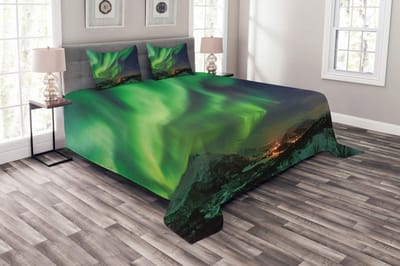 ABAKUHAUS Noorwegen Dagdeken Set – 220x220 cm – limegroen en lavendel