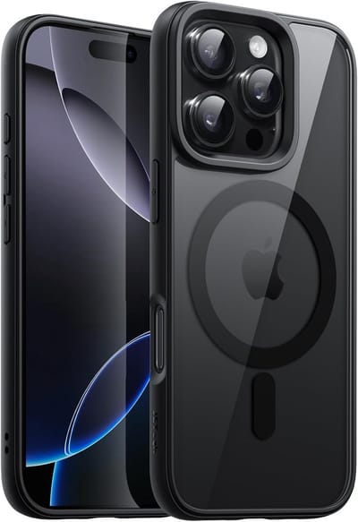 Casemania Hoesje Geschikt voor Apple iPhone 16 Pro - Zwart - Bumper Hoesje Geschikt voor MagSafe - Zachte TPU Rand en Krasbestendige Transparante Achterkant Back Cover - Black