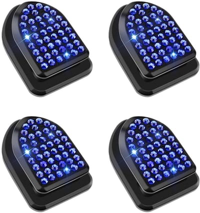 Allecto - Mini-Autohaken - Bling Sleutelhaken - Zelfklevend en decoratief - Glitter Accessoires in Blauw - Ideaal voor auto interieur - Decoratieve...