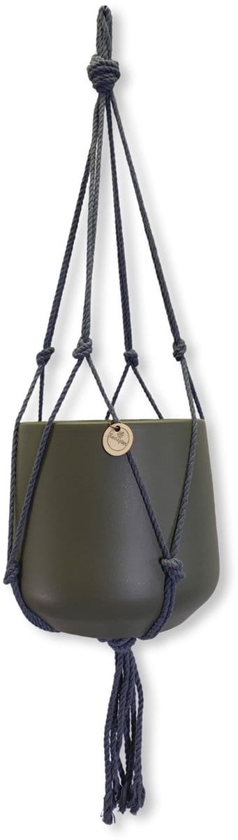 Minimalistische Plantenhanger - Kies kleur en lengte - Grijs - 60 cm lang - Katoenkoord - Geschikt voor Pot met Diameter t/m 15 cm - Handgemaakt in ons Macramé Atelier - Prijs per Stuk - Let op: Exclusief Pot - Inclusief Verzendkosten