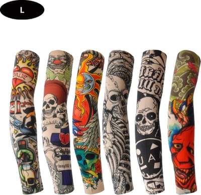 Livano Tattoo Sleeve - Voor Volwassenen - Mouw - Tatoeage - Arm Warmer - Zonbescherming - UV Beschermend - 6 Stuks - Maat L