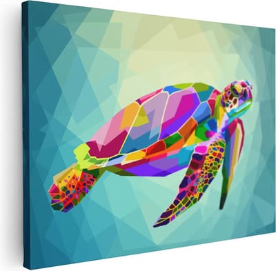 Artaza Canvas Schilderij Zeeschildpad - 40x30 cm - Klein - Abstracte Wanddecoratie - Muurdecoratie Woonkamer - Kamer Accessoires