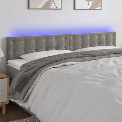 vidaXL - Hoofdbord - LED - 180x5x78/88 - cm - fluweel - lichtgrijs
