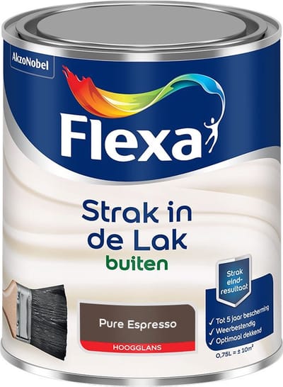 Flexa - Strak In De Lak Buitenlak Hoogglans - Pure Espresso - Mengverf - 750 Ml