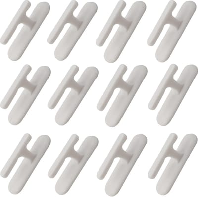 Gordijnhaken - 12 stuks - Zelfklevende gordijnkoordhaken - Kunststof - Gordijnkoordhaken zonder perforatie nodig - Jaloeziekoordhaken - Geschikt voor thuis, op kantoor en op school - 7×2cm - Wit