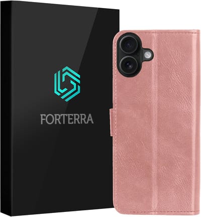 Hoesje Geschikt voor Apple iPhone 17 - Luxe Bookcase - Walletcase Hoes - Portemonnee - Cover - Rosé goud