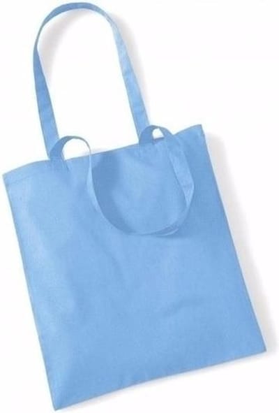 50x Katoenen schoudertasjes lichtblauw 42 x 38 cm - 10 liter - Shopper/boodschappen tas - Tote bag - Draagtas