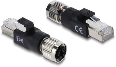 M12 8-pins X-gecodeerd (v) - RJ45 (m) industriële netwerkadapter | CAT6 | PVC