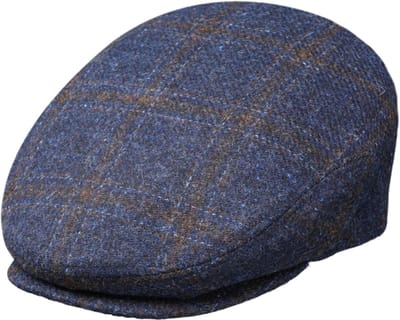 Flatcap winter pet wol met patroon blauw maat 54