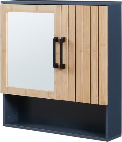 Badkamerspiegelkast Svanes 58x56x13 cm donkergrijs en naturel [en.casa]
