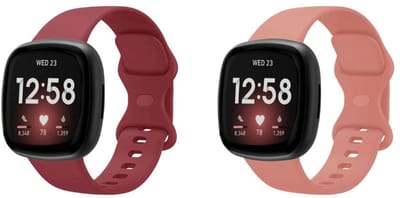 Strap-it Bandjesset geschikt voor Fitbit Versa 3/4, Sense/Sense 2 – 2x Siliconen Bandje – Wijnrood & Roze – Maat S