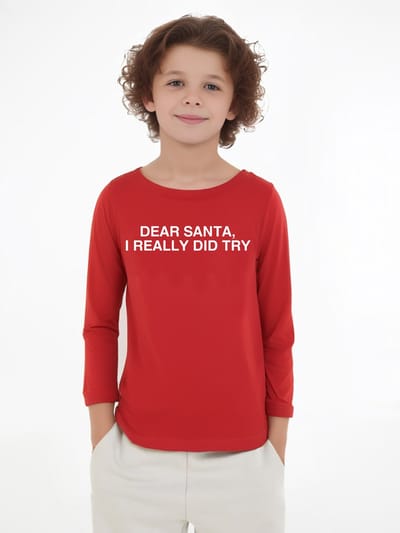 Starry Indigo - KerstKleding / Christmas T-Shirt | kerst cadeau | Dear Santa | Unisex | Rood | Kind 3-4 jaar | Maat 104