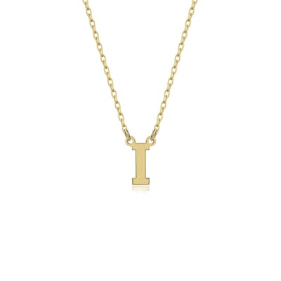 Letter I Initial Gold Plated Ketting Zilver (925 sterling) Trendy Minimalistisch Combi Bedel Goudkleurig Dames Meisje | Cadeau Voor Vrouw
