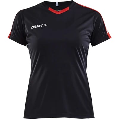 Craft Progress Contrast Shirt Korte Mouw Dames - Zwart / Rood | Maat: S