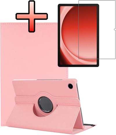 Hoes - Geschikt voor Samsung Galaxy Tab A9 - Met Screenprotector - 360 Graden Draaibare Hard Cover Case - Tablet Hoesje Draaibaar - Lichtroze