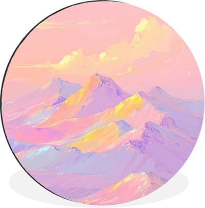 WallCircle - Wandcirkel - Muurcirkel - Bergtoppen - Wolken - Dromerig - Aluminium - Dibond - 30x30 cm - Binnen en Buiten