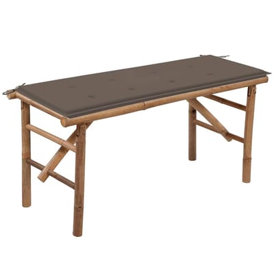 vidaXL - Tuinbank - inklapbaar - met - kussen - 118 - cm - bamboe