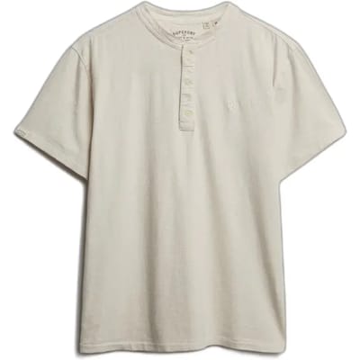 Superdry - Classic Cotton Linen Korte Mouw Henley T-shirt - Heren - Tops