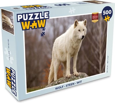 Puzzel Wolf - Steen - Wit - Legpuzzel - Puzzel 500 stukjes