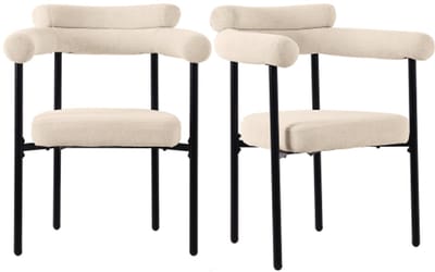 2 eetkamerstoelen, moderne en eenvoudige eetkamerstoelen van suède stof, ringstoelen, geschikt voor eetkamers, woonkamers en studeerkamers, crèmekleurig